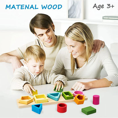 Juguetes apilables de madera para clasificar, tipo Montessori.