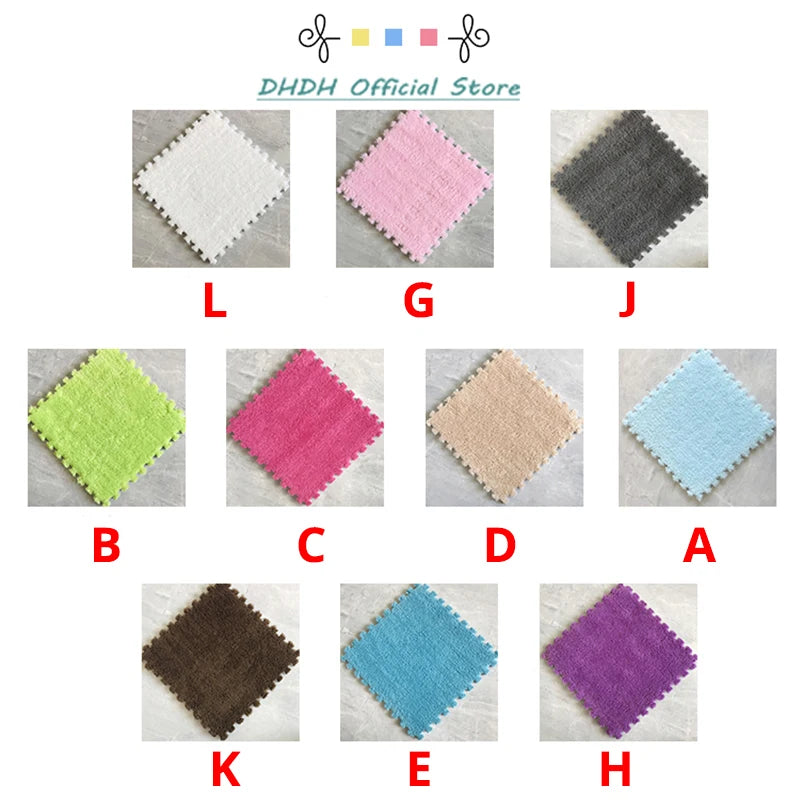 Alfombra de juego de felpa suave para niños, Alfombra de rompecabezas de espuma Eva para bebés, mantiene el calor, 30x30x1CM