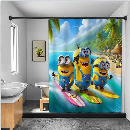 Cortina de ducha minions, decoración del hogar y baño, cortina con gancho, tela de poliéster impermeable