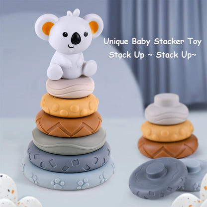 Set de desarrollo sensorial e intelectual Montessori para bebés, desarrollo de la motricidad fina, torre apilable de koalas, juguetes de aprendizaje
