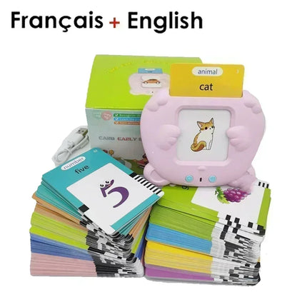 Máquina de aprendizaje, con tarjetas parlantes, audiolibro electrónico para niños y niñas,  idiomas inglés, alemán, español y francés.
