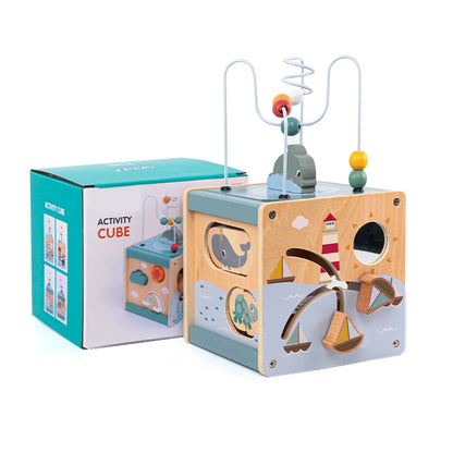 Cubo de actividades de madera