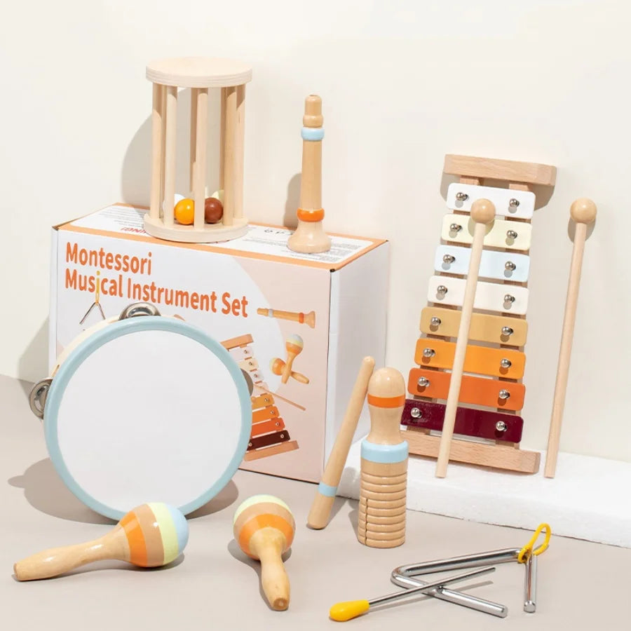 Instrumentos de sonido de madera, campana relajante, buen agarre, juguete apto para morder ,educación infantil.