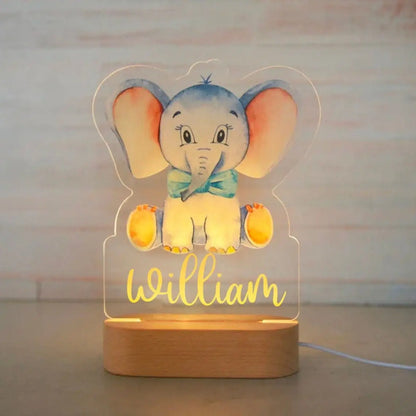 Lámpara de noche de animales personalizada para niños o niñas, lámpara acrílica para decoración de dormitorio,