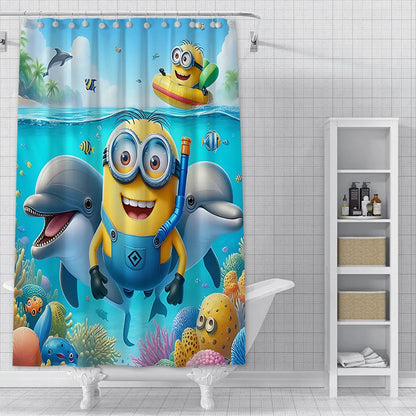 Cortina de ducha minions, decoración del hogar y baño, cortina con gancho, tela de poliéster impermeable