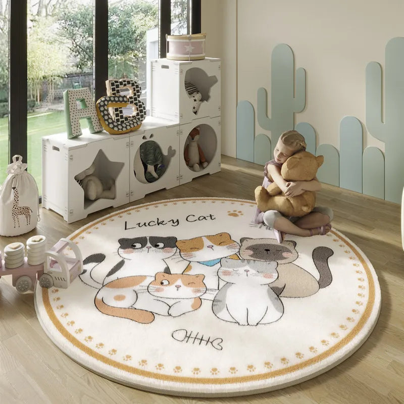 Alfombras de felpa de estilo nórdico con dibujos animados, para sala de estar, decoración para dormitorio infantil.
