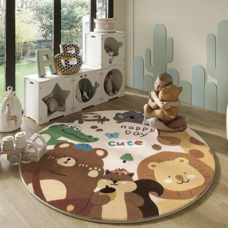 Alfombras de felpa de estilo nórdico con dibujos animados, para sala de estar, decoración para dormitorio infantil.