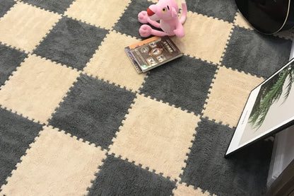 Alfombra de juego de felpa suave para niños, Alfombra de rompecabezas de espuma Eva para bebés, mantiene el calor, 30x30x1CM