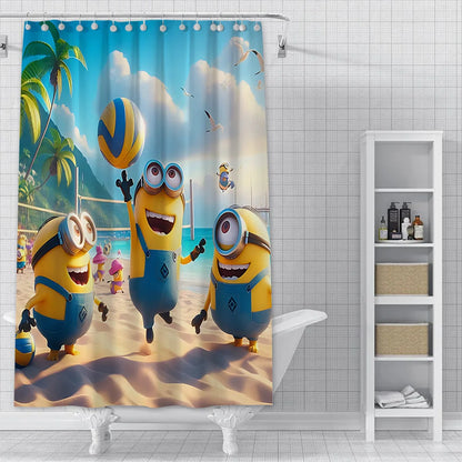 Cortina de ducha minions, decoración del hogar y baño, cortina con gancho, tela de poliéster impermeable