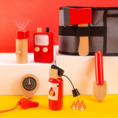 Juego de simulación de bomberos, de madera para niños y niñas, juego de rol, juguetes educativos a partir desde los 3 años