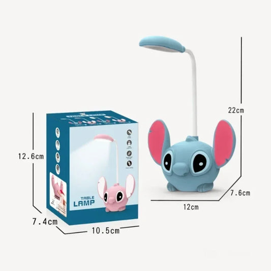 Lámpara de escritorio LED Disney Lilo & Stitch con sacapuntas, luz plegable, lámpara de escritorio, luz recargable por USB