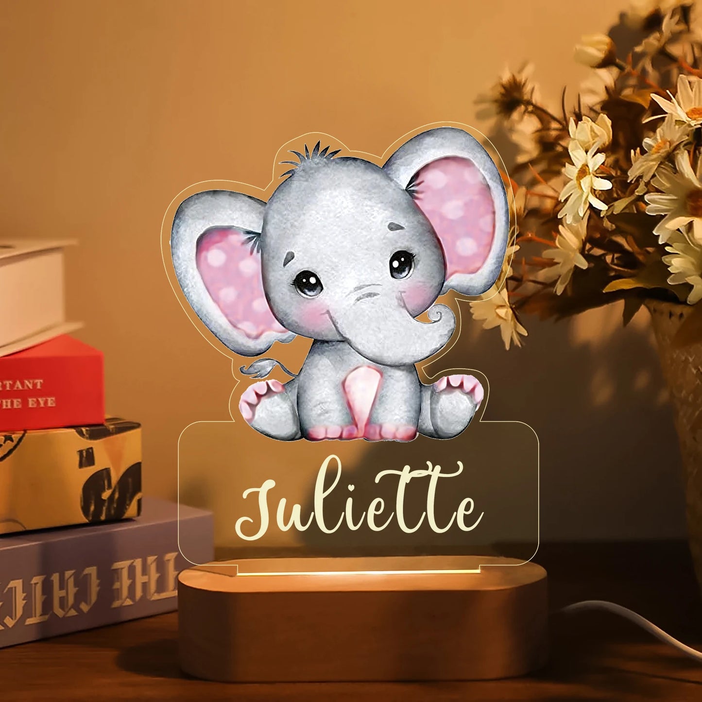 Lámpara de noche de animales personalizada para niños o niñas, lámpara acrílica para decoración de dormitorio,