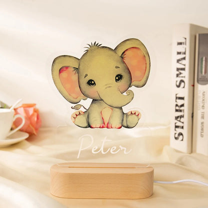 Lámpara de noche de animales personalizada para niños o niñas, lámpara acrílica para decoración de dormitorio,