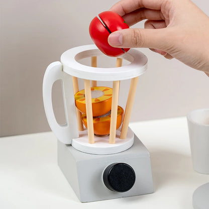 Juguete cocina de madera, máquina de café de madera, tostadora, batidora de alimentos, aprendizaje temprano, juego de rol.