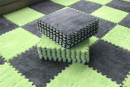 Alfombra de juego de felpa suave para niños, Alfombra de rompecabezas de espuma Eva para bebés, mantiene el calor, 30x30x1CM