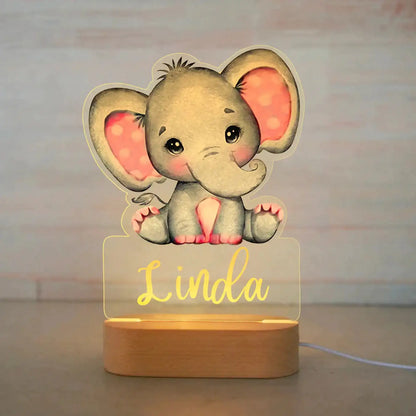 Lámpara de noche de animales personalizada para niños o niñas, lámpara acrílica para decoración de dormitorio,