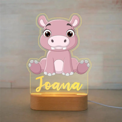 Lámpara de noche de animales personalizada para niños o niñas, lámpara acrílica para decoración de dormitorio,