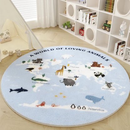 Alfombras de felpa de estilo nórdico con dibujos animados, para sala de estar, decoración para dormitorio infantil.