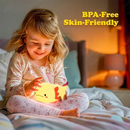 Linda luz nocturna de ajolote para dormitorio de niños