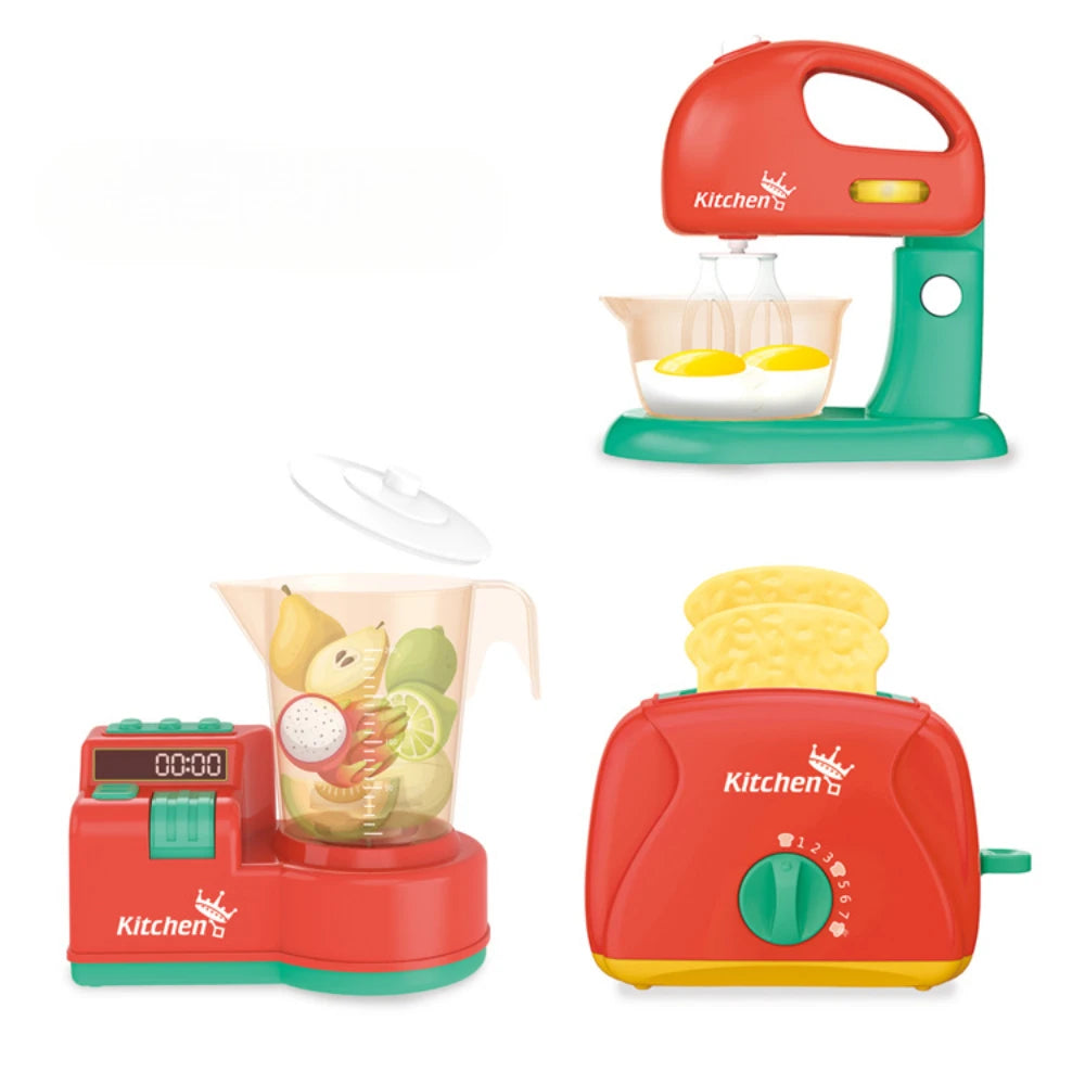 Juego de utensilios de cocina: batidora, tostadora, luces y sonidos, accesorios para niños y niñas, diversión en la cocina.