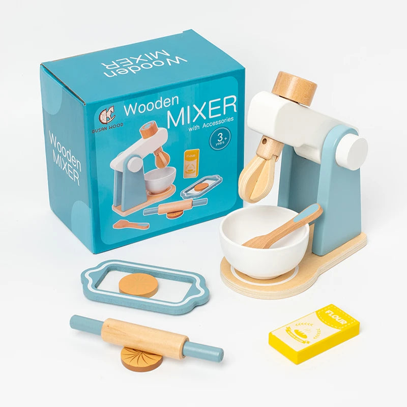Juguete cocina de madera, máquina de café de madera, tostadora, batidora de alimentos, aprendizaje temprano, juego de rol.