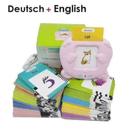 Máquina de aprendizaje, con tarjetas parlantes, audiolibro electrónico para niños y niñas,  idiomas inglés, alemán, español y francés.