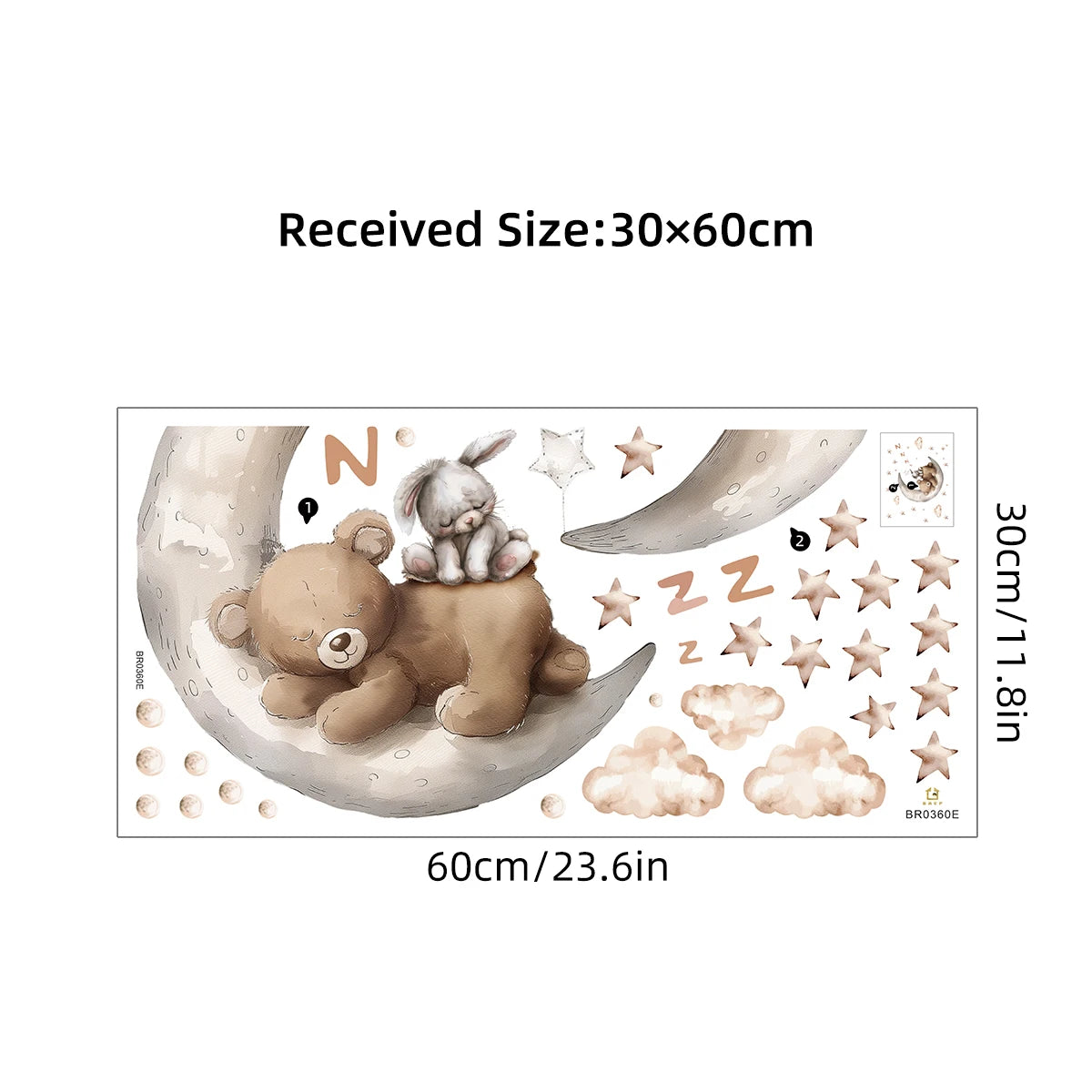 Pegatinas de pared con diseño de oso dormido, luna, estrella, para muebles, dormitorio, habitación infantil.
