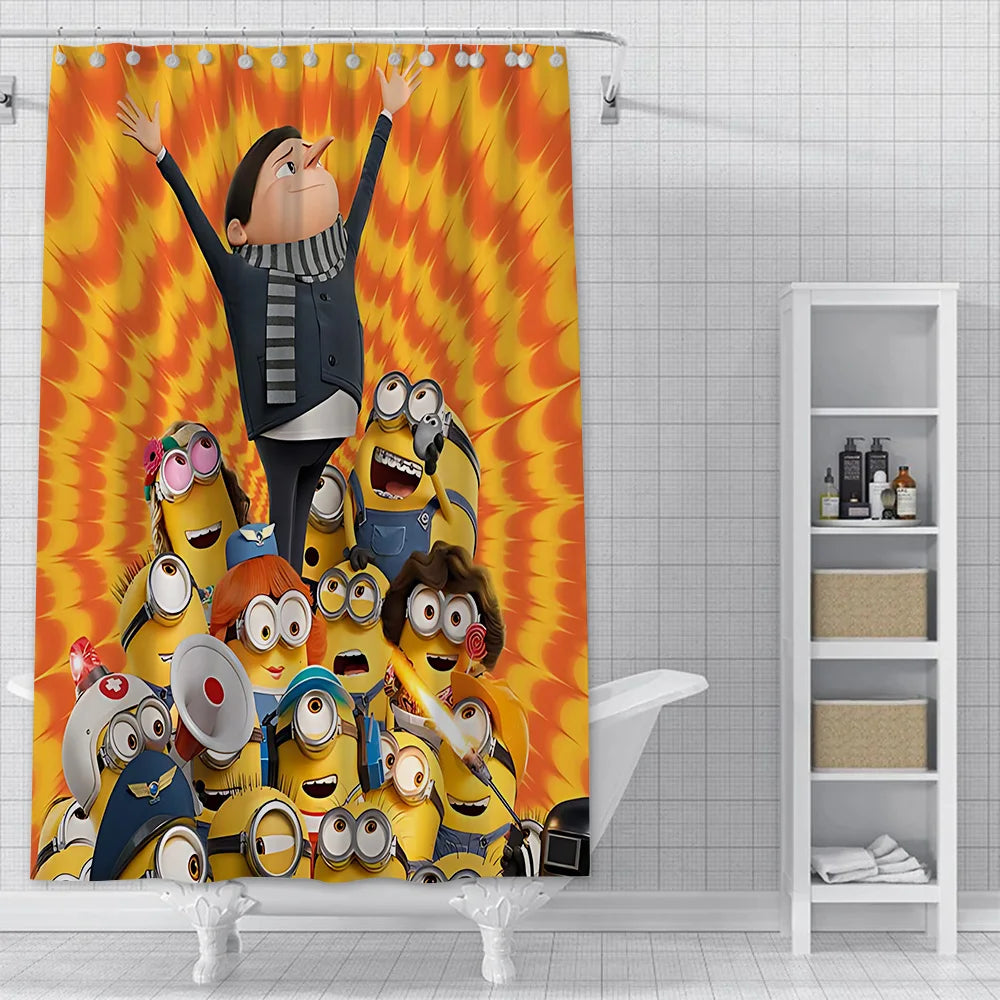 Cortina de ducha minions, decoración del hogar y baño, cortina con gancho, tela de poliéster impermeable