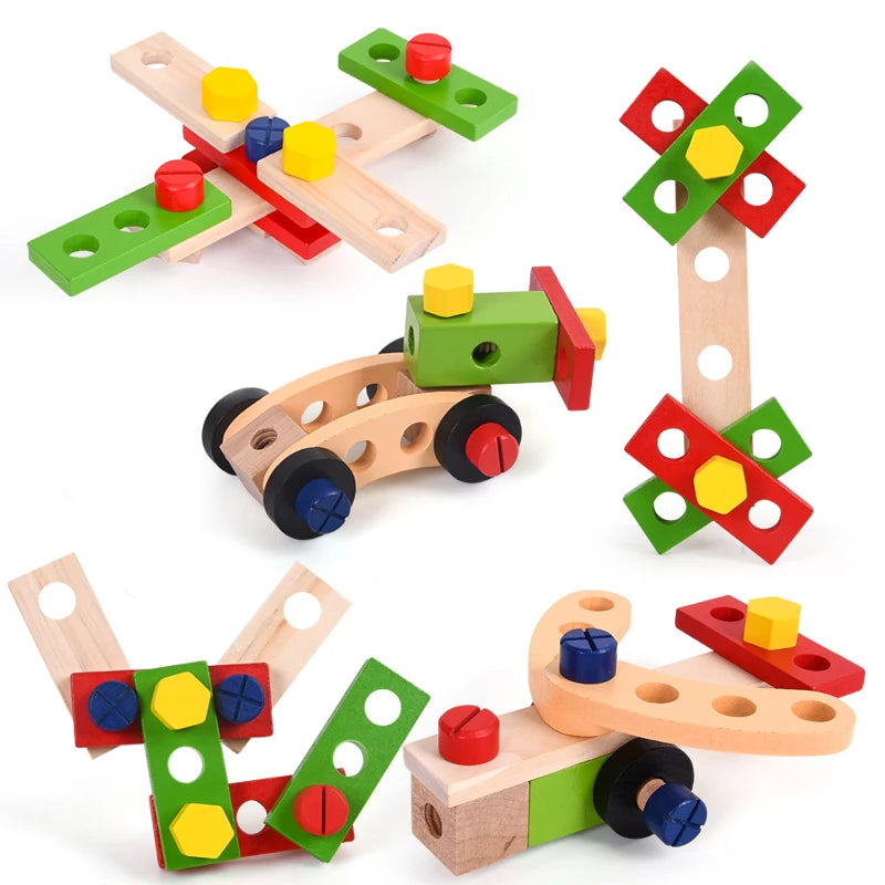 Juguetes educativos herramientas de carpintero, Montessori para niños y niñas, caja de herramientas de plástico o madera, juego de simulación, conjunto de tuercas y tornillos.