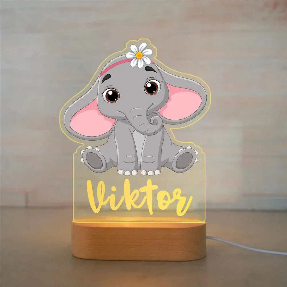 Lámpara de noche de animales personalizada para niños o niñas, lámpara acrílica para decoración de dormitorio,