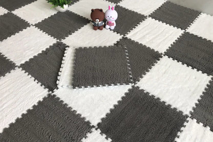 Alfombra de juego de felpa suave para niños, Alfombra de rompecabezas de espuma Eva para bebés, mantiene el calor, 30x30x1CM