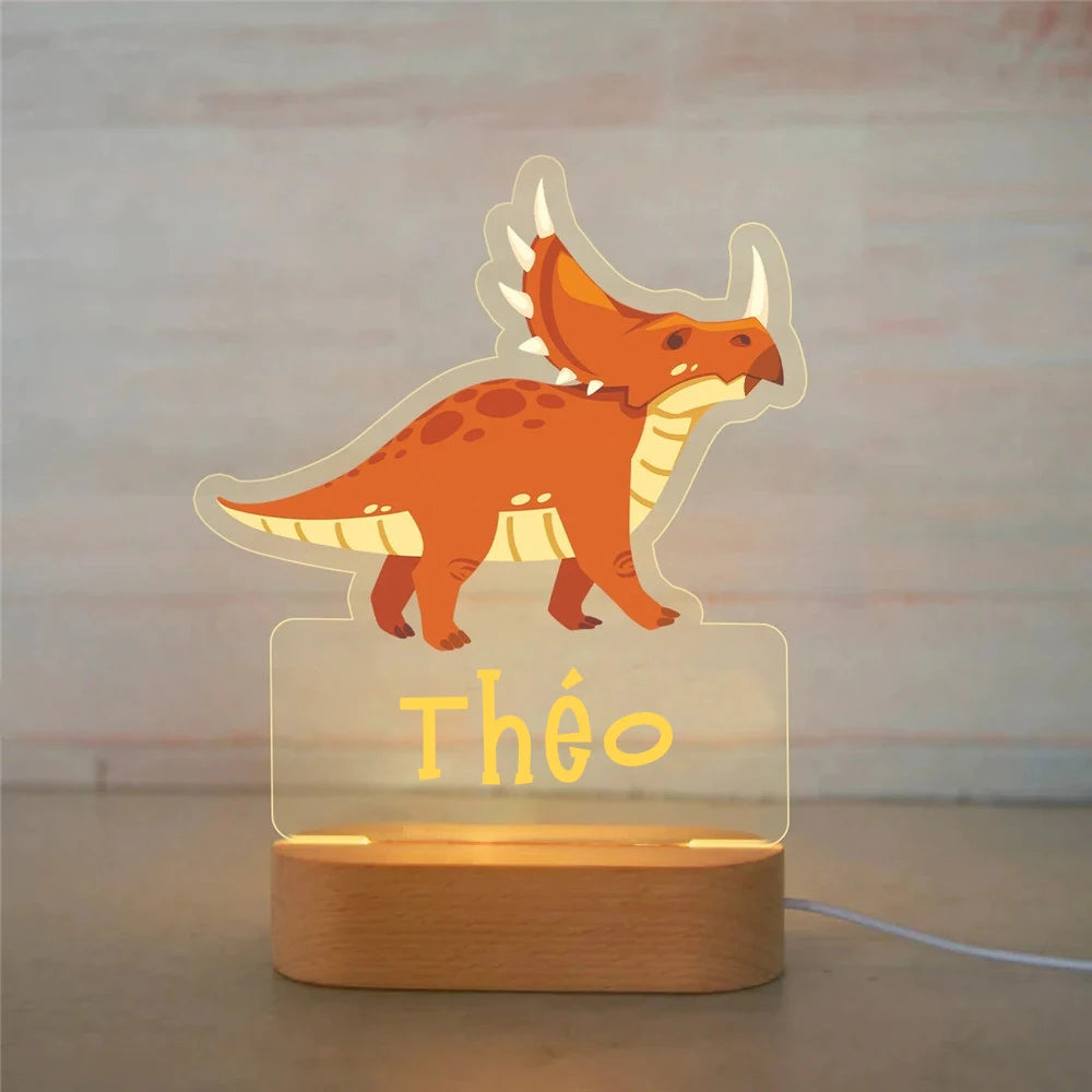 Lámpara de noche de animales personalizada para niños o niñas, lámpara acrílica para decoración de dormitorio,