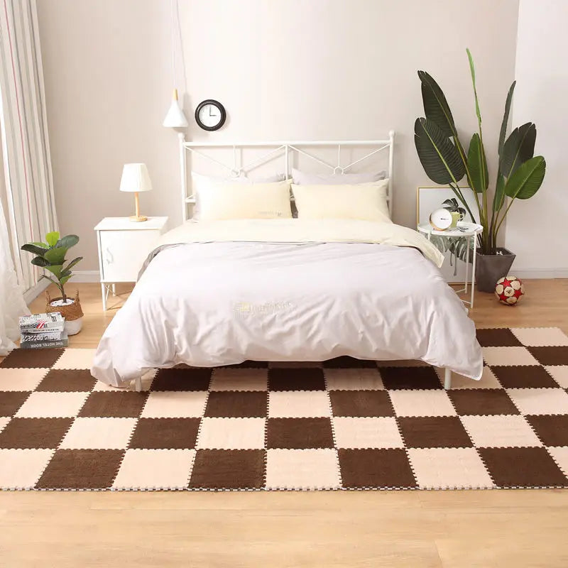 Alfombra de juego de felpa suave para niños, Alfombra de rompecabezas de espuma Eva para bebés, mantiene el calor, 30x30x1CM