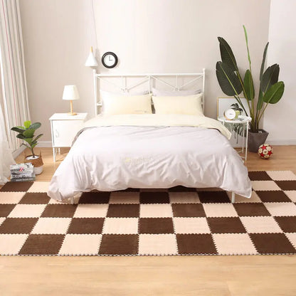 Alfombra de juego de felpa suave para niños, Alfombra de rompecabezas de espuma Eva para bebés, mantiene el calor, 30x30x1CM
