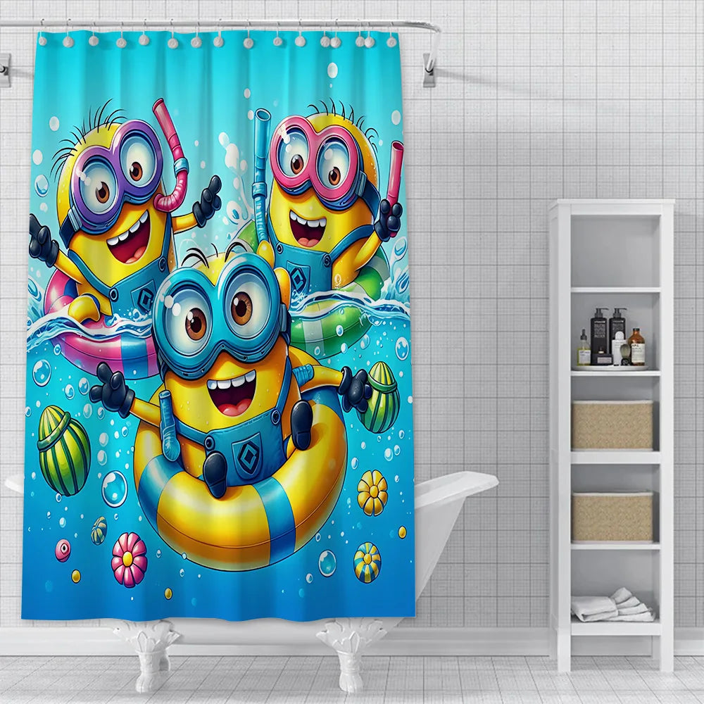 Cortina de ducha minions, decoración del hogar y baño, cortina con gancho, tela de poliéster impermeable