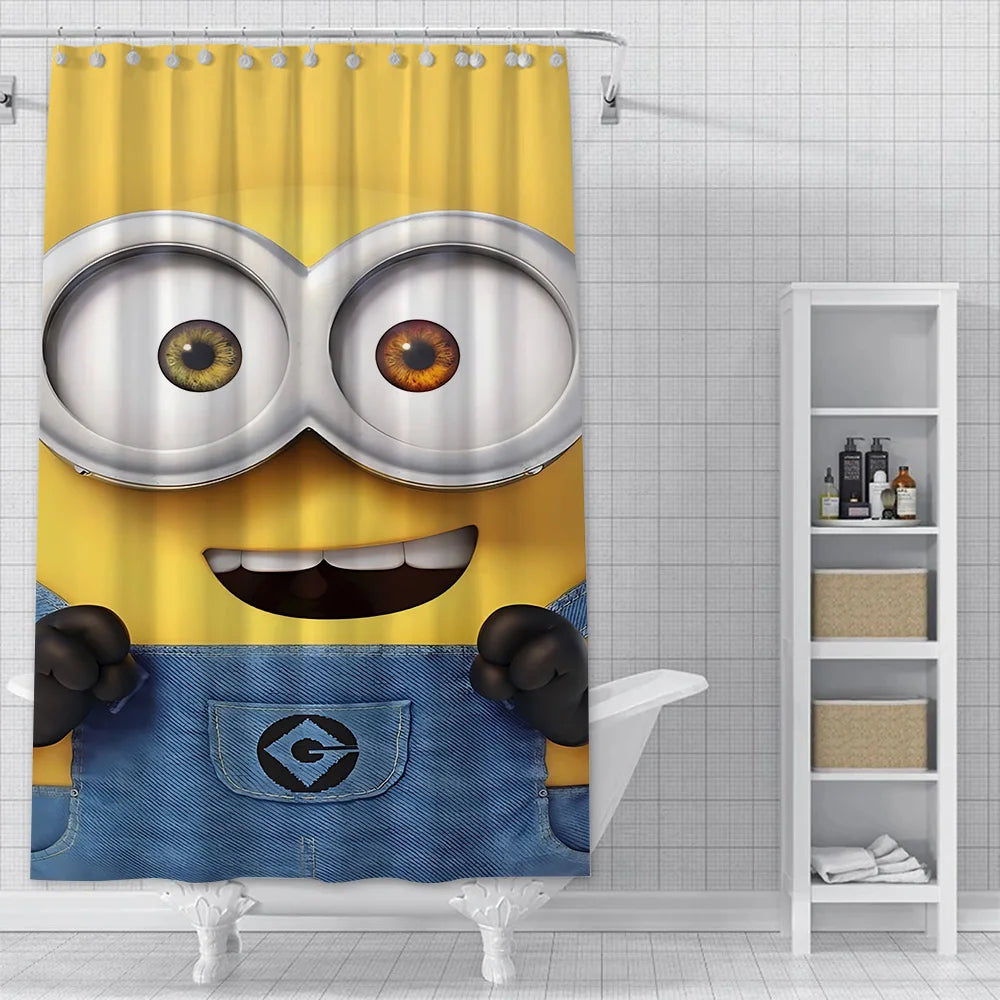 Cortina de ducha minions, decoración del hogar y baño, cortina con gancho, tela de poliéster impermeable
