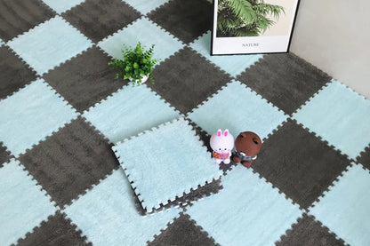 Alfombra de juego de felpa suave para niños, Alfombra de rompecabezas de espuma Eva para bebés, mantiene el calor, 30x30x1CM