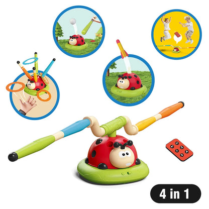 Juguetes deportivos musicales para saltar, 5 en 1, 3 en 1, juego de aros de lanzamiento y lanzador de disparos para niños y niñas, máquina multifunción para interiores y exteriores con diseño de chinita.
