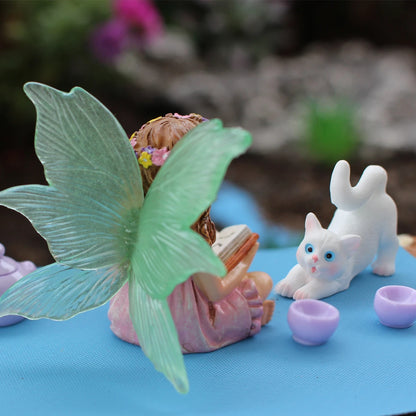 Juego de 6 estatuas de bonsái de resina con diseño de hadas de las flores luminosa, minijardín de cuento de hadas para exteriores, artesanías decorativas, accesorios para macetas