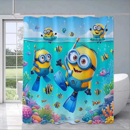 Cortina de ducha minions, decoración del hogar y baño, cortina con gancho, tela de poliéster impermeable