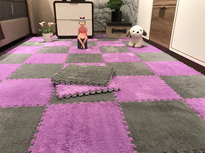 Alfombra de juego de felpa suave para niños, Alfombra de rompecabezas de espuma Eva para bebés, mantiene el calor, 30x30x1CM