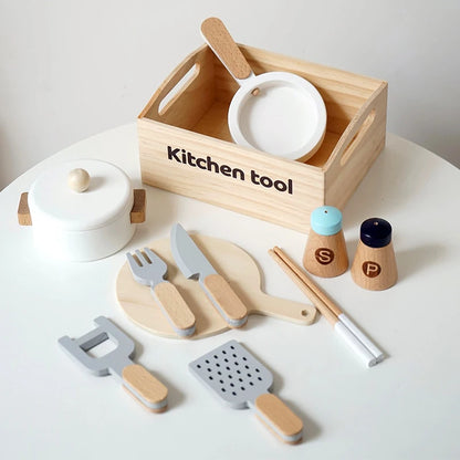 Juego de simulación de cocina, caja de madera, fruta cortada, galletas magnéticas, juego para niñas y niños.
