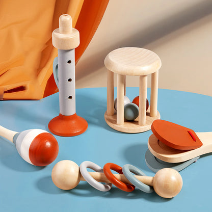 Instrumentos de sonido de madera, campana relajante, buen agarre, juguete apto para morder ,educación infantil.