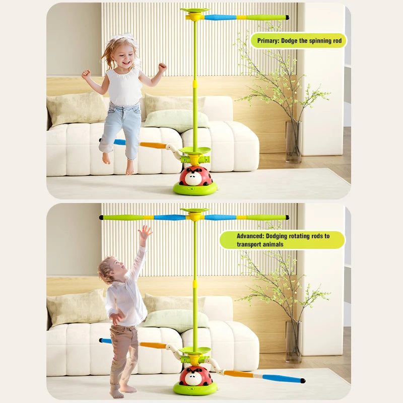 Juguetes deportivos musicales para saltar, 5 en 1, 3 en 1, juego de aros de lanzamiento y lanzador de disparos para niños y niñas, máquina multifunción para interiores y exteriores con diseño de chinita.