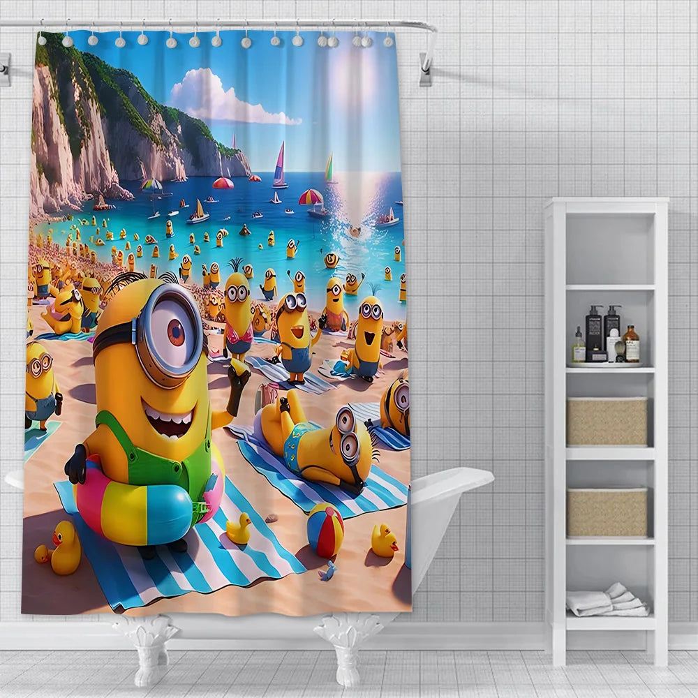 Cortina de ducha minions, decoración del hogar y baño, cortina con gancho, tela de poliéster impermeable