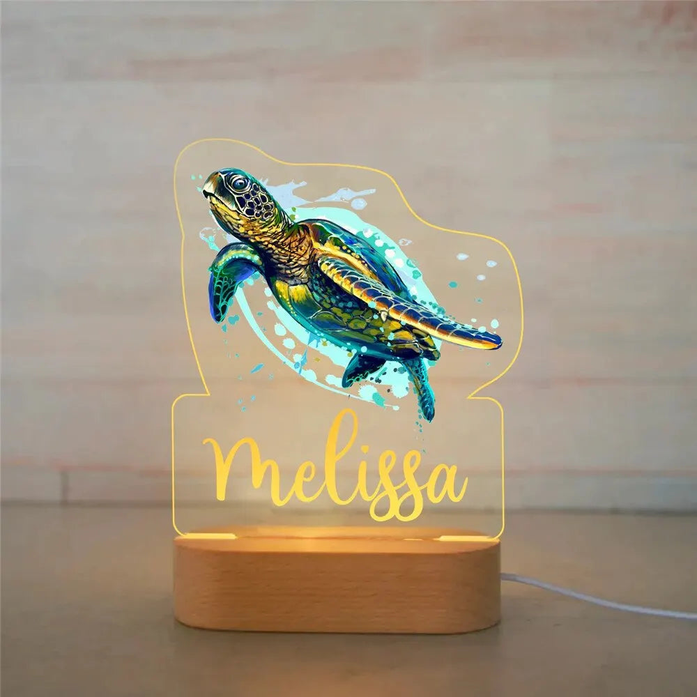 Lámpara de noche de animales personalizada para niños o niñas, lámpara acrílica para decoración de dormitorio,