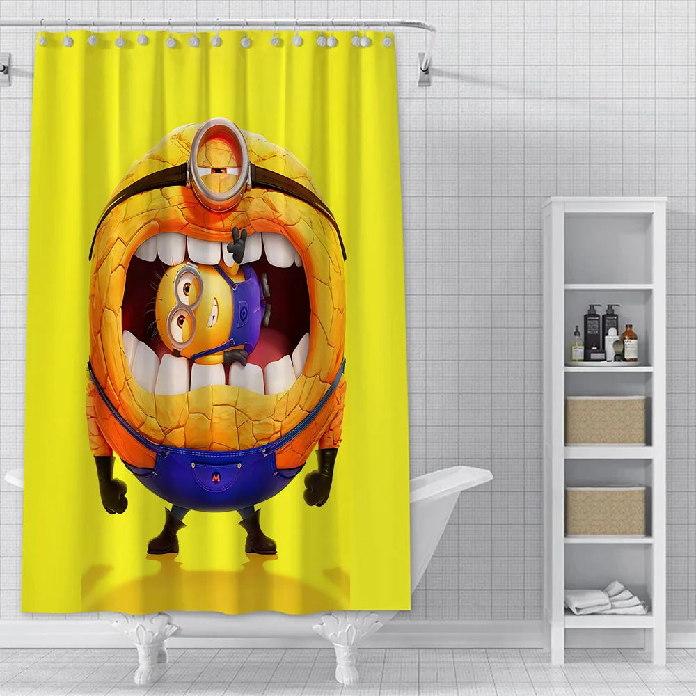 Cortina de ducha minions, decoración del hogar y baño, cortina con gancho, tela de poliéster impermeable