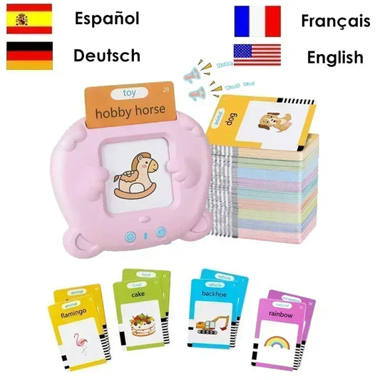 Máquina de aprendizaje, con tarjetas parlantes, audiolibro electrónico para niños y niñas,  idiomas inglés, alemán, español y francés.