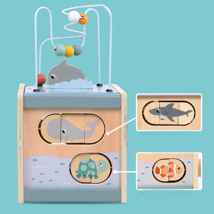 Cubo de actividades de madera
