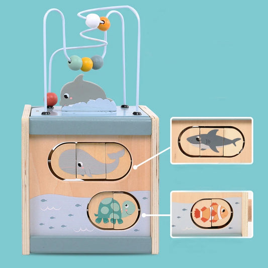 Cubo de actividades de madera